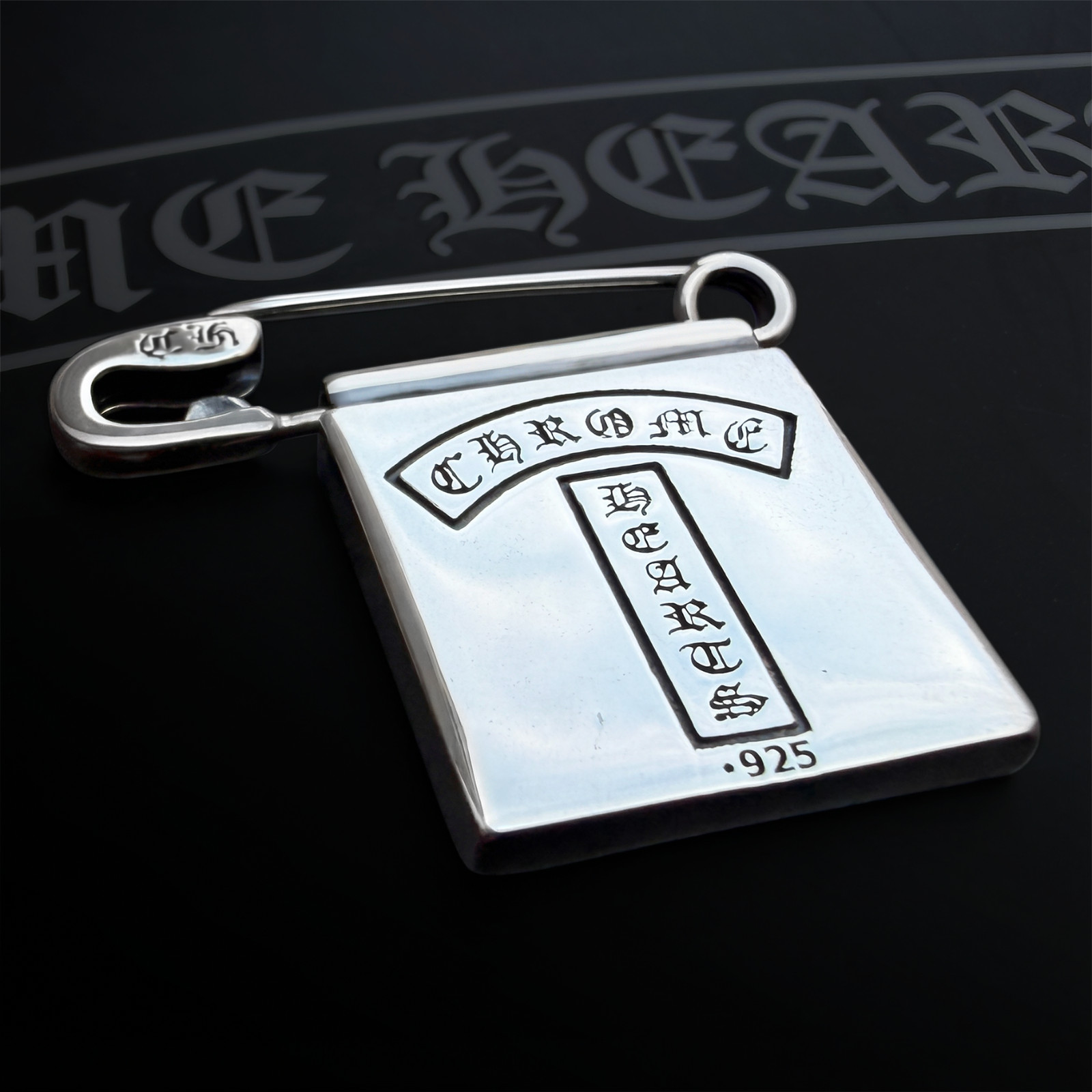Authentic Chrome Hearts Osaka Safety Frame Pin + CH Pouch and Gift Bag