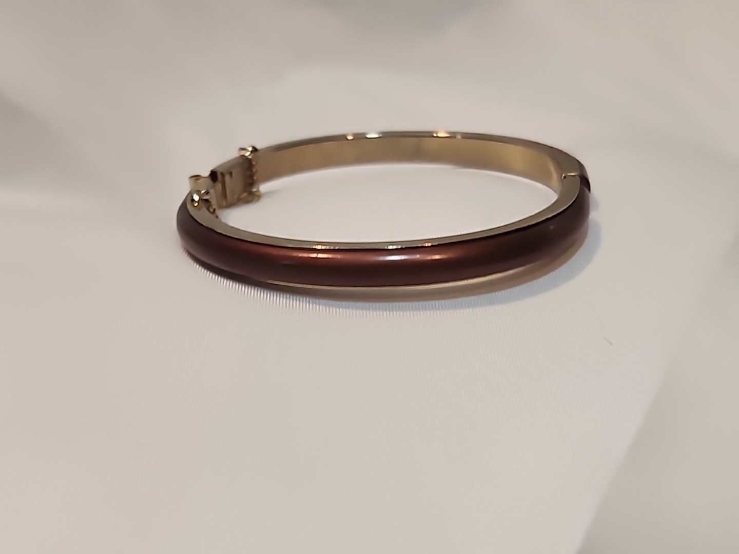 Beautiful Brown And Silver Bracelet With Chain And Push Button Lock Mechanism