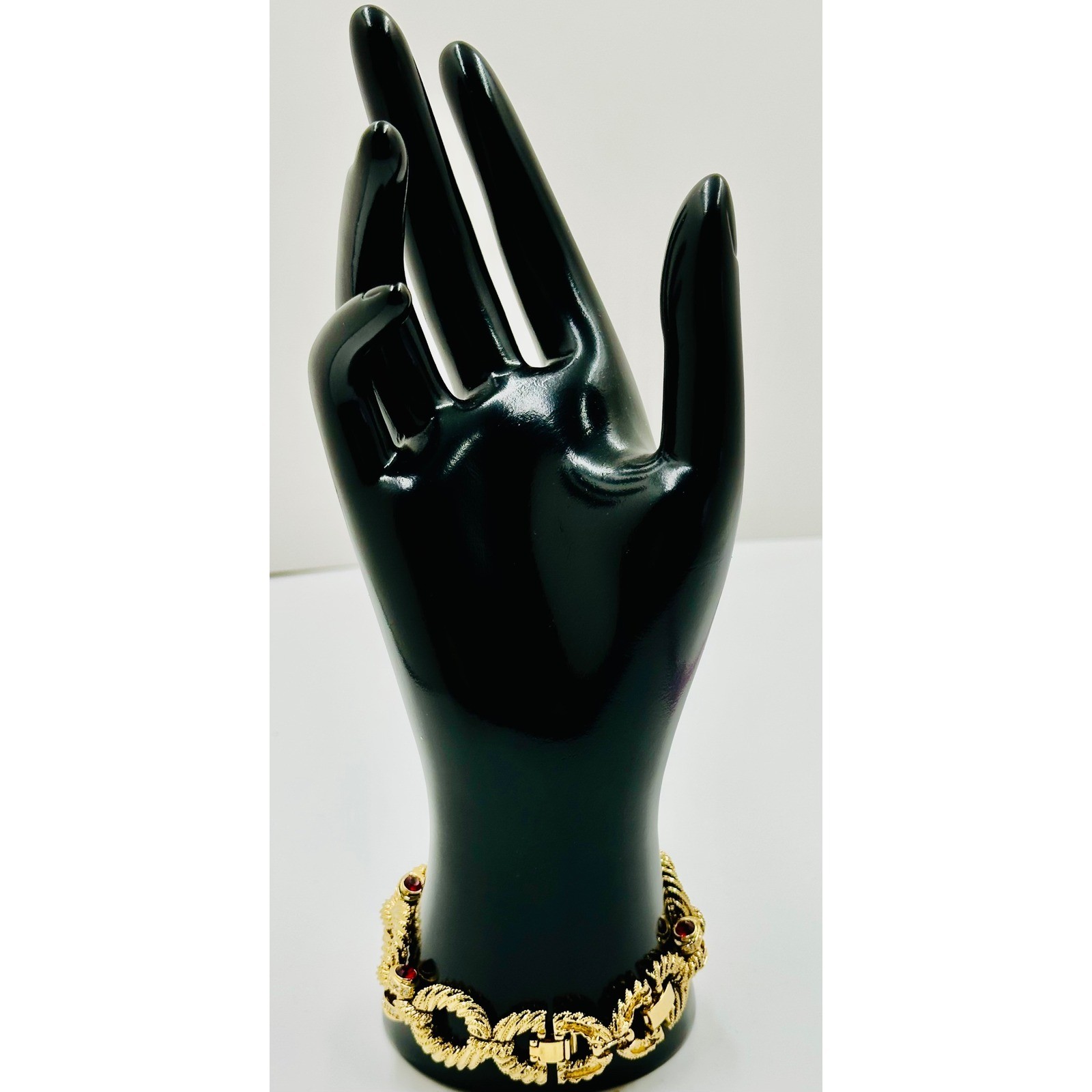 JBK Camrose & Kross Jacqueline Kennedy Ruby Red Crystal Gold Tone Link Bracelet