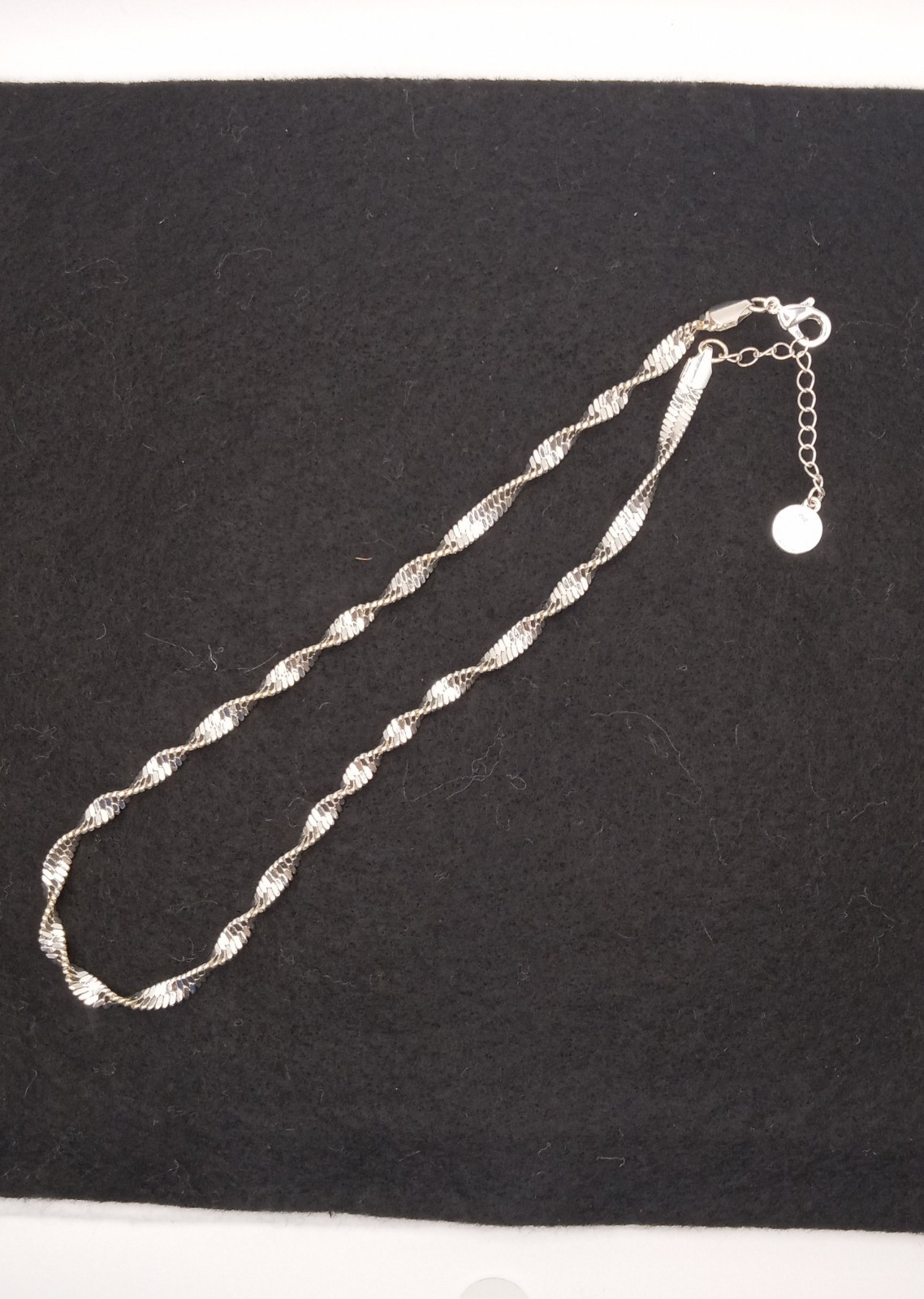 Silver Tone Twisted Herringbone Necklace Liz Claiborne Wedding 16″ Adjustable