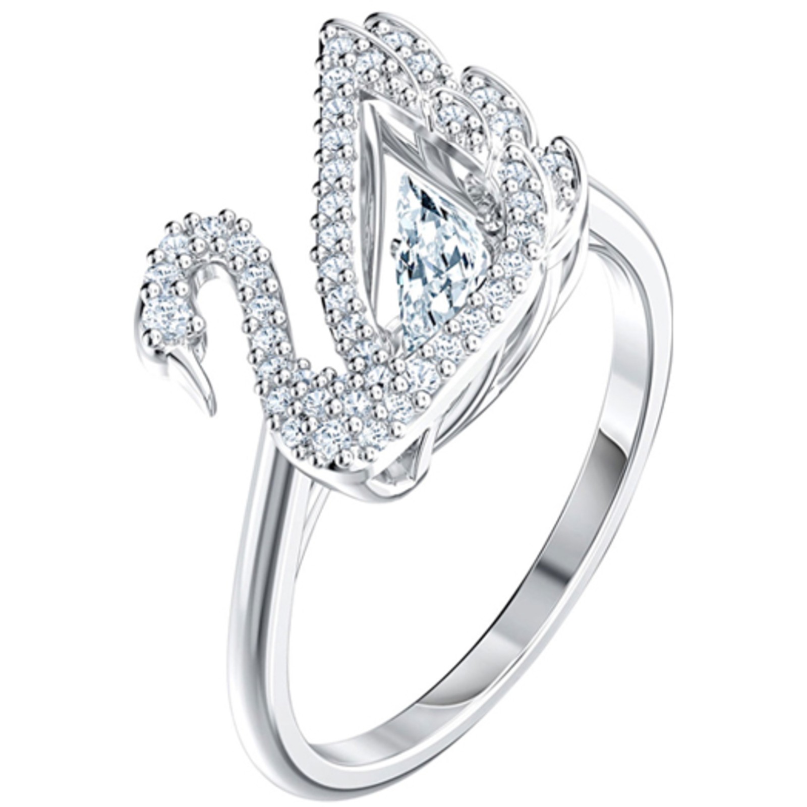 Swarovski Women’s Ring Dancing Swan Rhodium Plated and Crystal Size 6.75 5520712