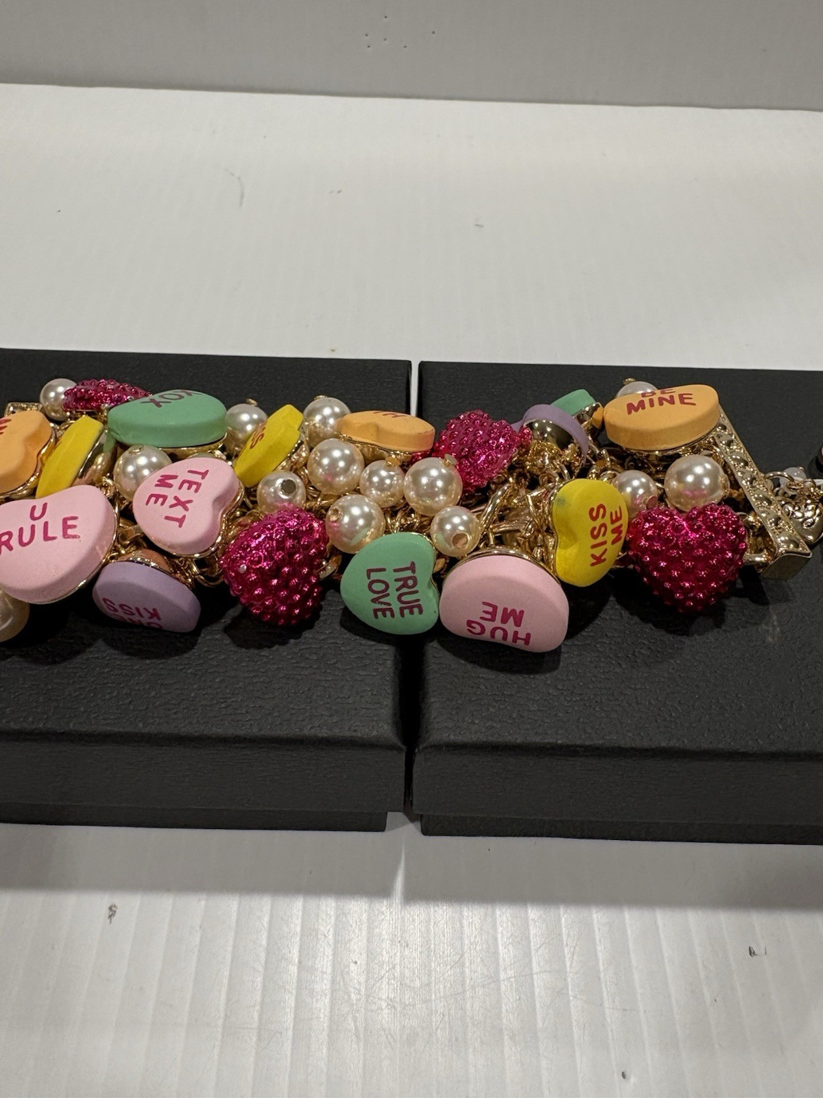 Betsey Johnson Bracelet Valentines Heart Shape Bib Statement New $148 MSRP