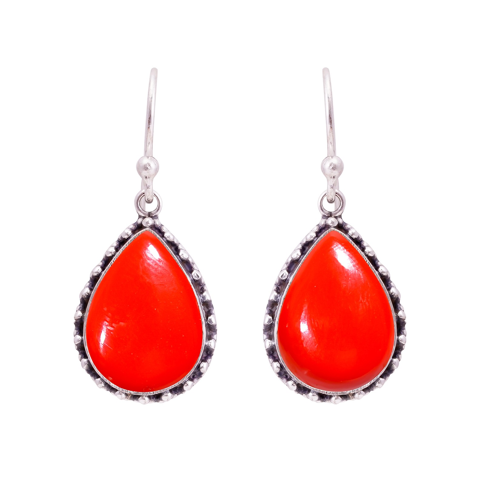 Red Coral 925 Sterling Silver Earring, Christmas Gift, Gift For Her E150046