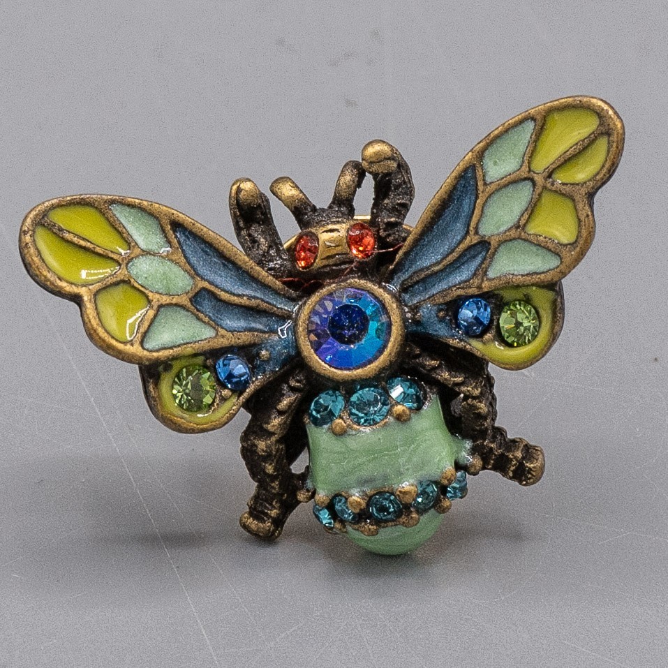 Jay Strongwater Green Bee Insect Pin Rhinestone Enamel