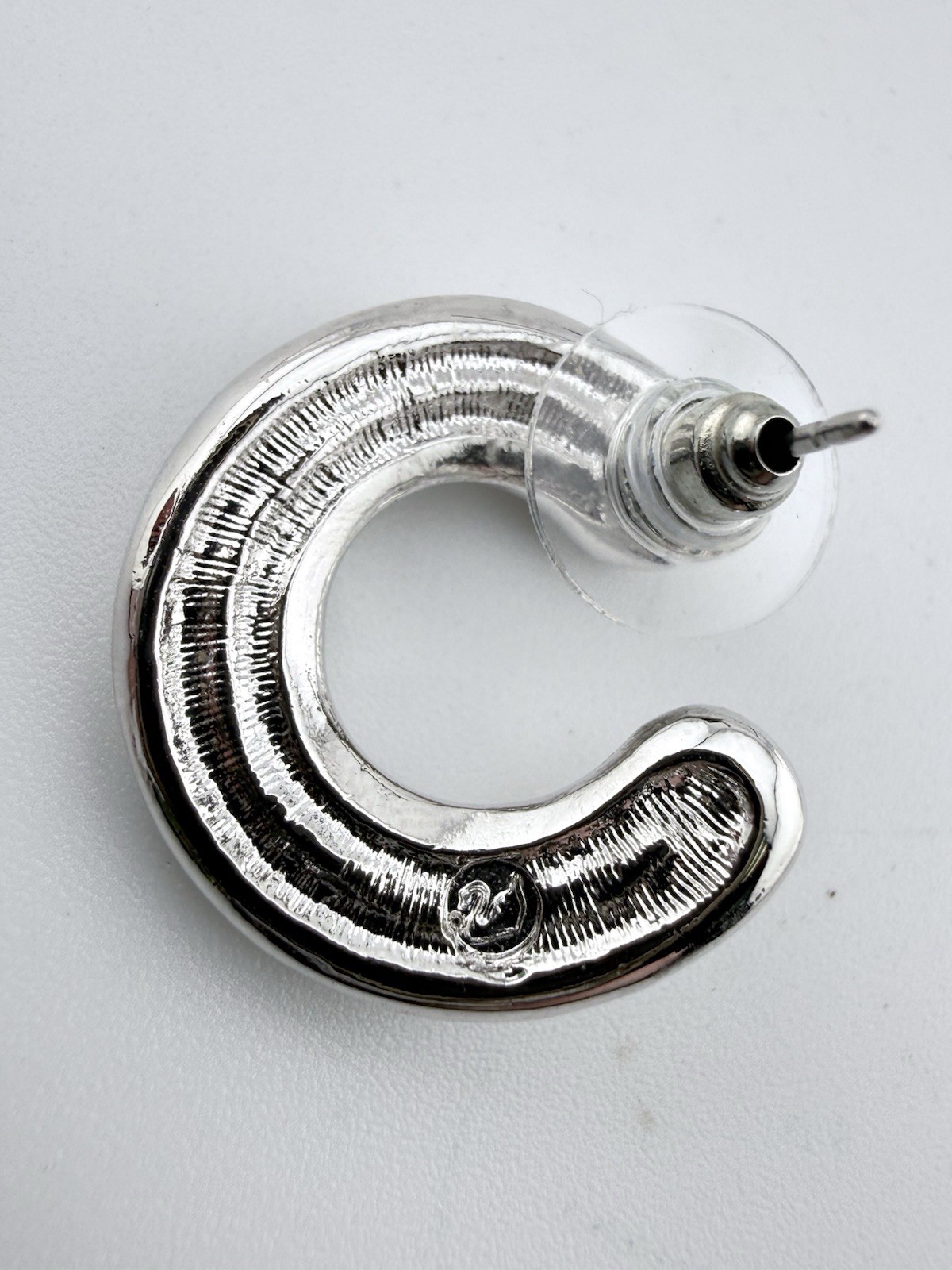 SWAROVSKI SILVERTONE CRYSTAL C SHAPED POST EARRINGS K638D