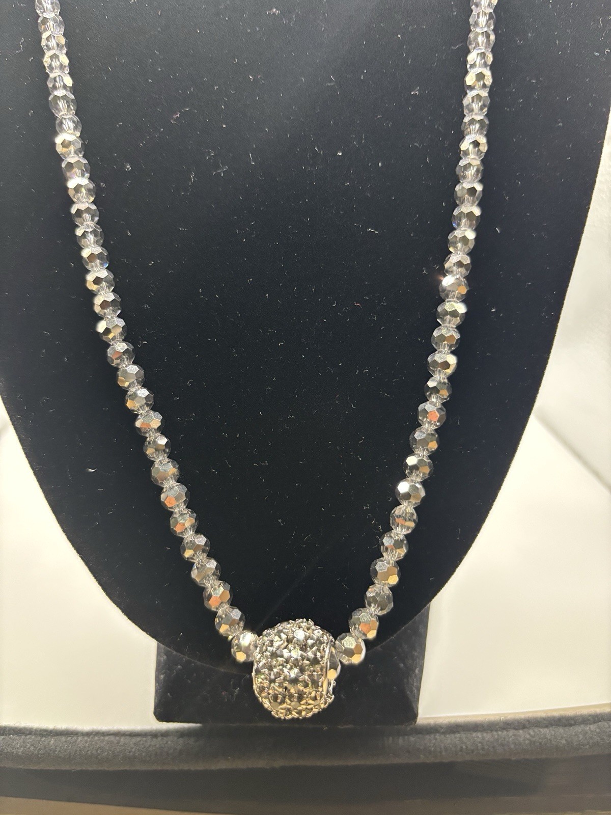 Round CZ Metallic Ball Sphere Charm Beaded 34in