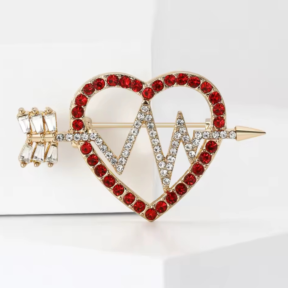 Mother’s Day New Red Love Heart Shape Brooches Women Brooch Pin Jewelry Gift