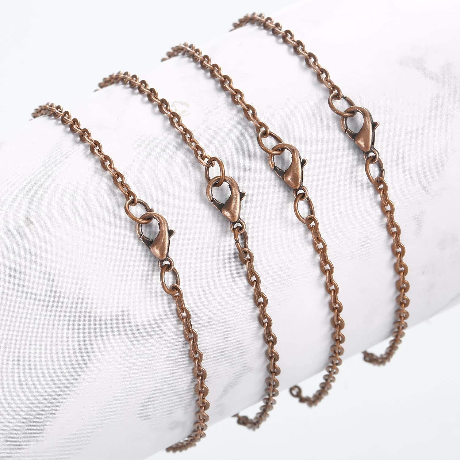 24 Pack Antique Red Copper Cable Chain Necklace Twisted Link Chain for Jewelry M