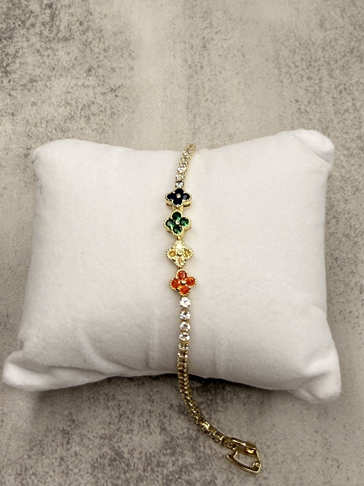 Rainbow Crystal Clover Bracelet