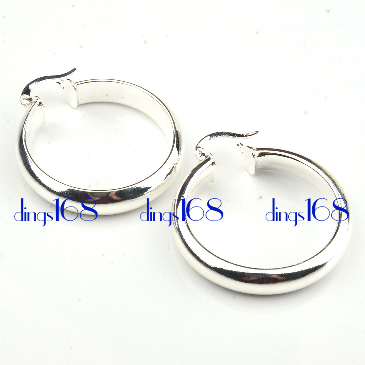 925 Sterling Silver Shiny 30mm Medium-Size 5mm Wide Flat Round Hoop Earrings HG2