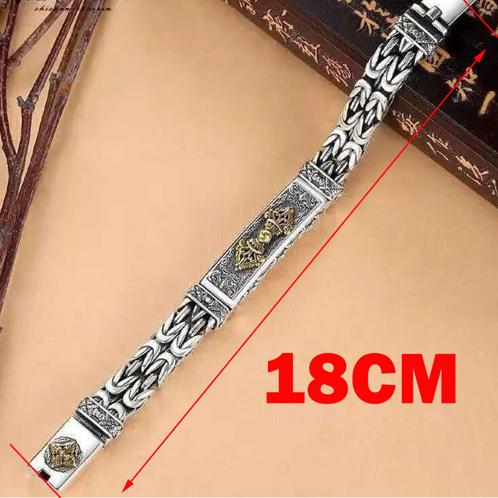 18cm Silver Plated Bangle Bracelet Chain Popular Vintage Jewelry Men’s Gift USA