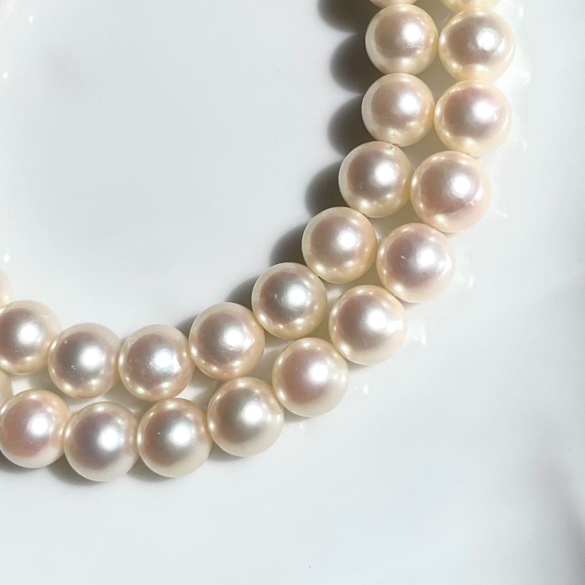Akoya Pearl Necklace 7.5-8mm Cream Silver Clasp 42cm From Japan