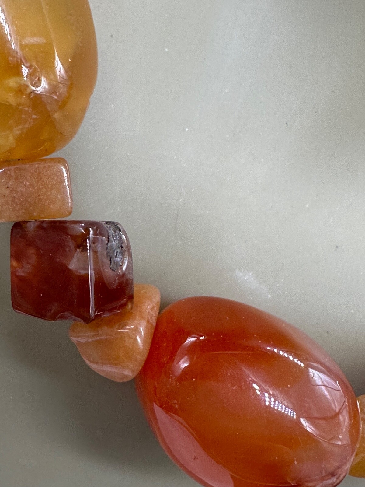 ESTATE POLISHED CARNELIAN STONE BEAD NUGGET STRAND STRING NECKLACE 16″