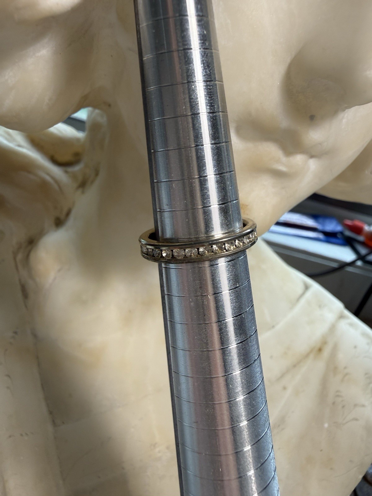 #7 VTG Channel-Set Wedding/Anniversary Band Ring Size 6.5 Silver/Gold Color