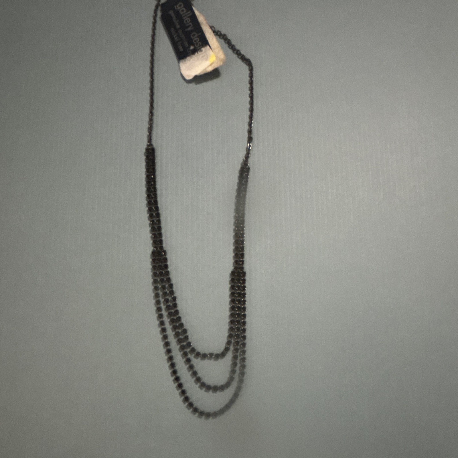 Black Multi-Strand Layered Rhinestone Beaded Chain Necklace Lobster-Elegant