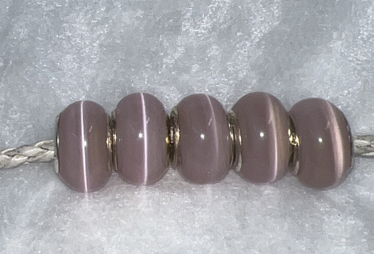 5 Pretty Glass Beads Fit European Style Charm Bracelet #162 Stamped Silver