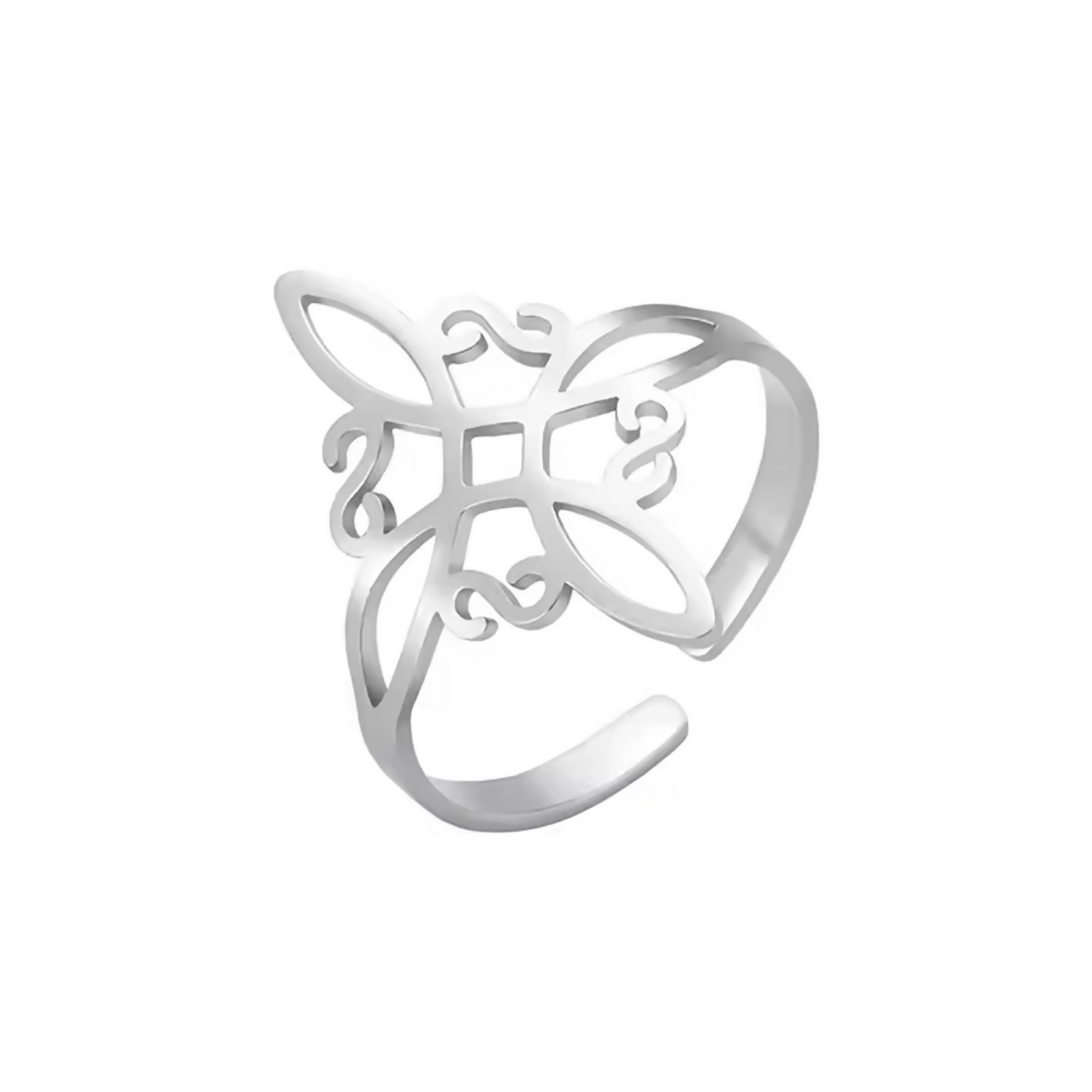 Witch Knot Ring Silver 316L Stainless Steel Wiccan Pagan Protection Band