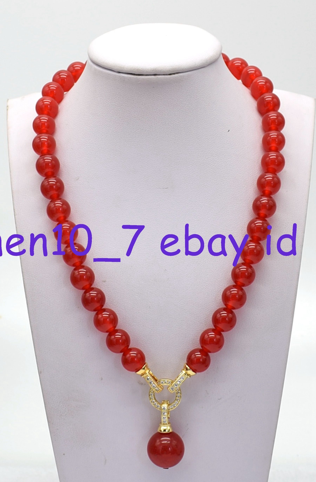 Natural Pretty 10mm Red Jade Round Gemstone Bead Pendant Necklace 18-28inch
