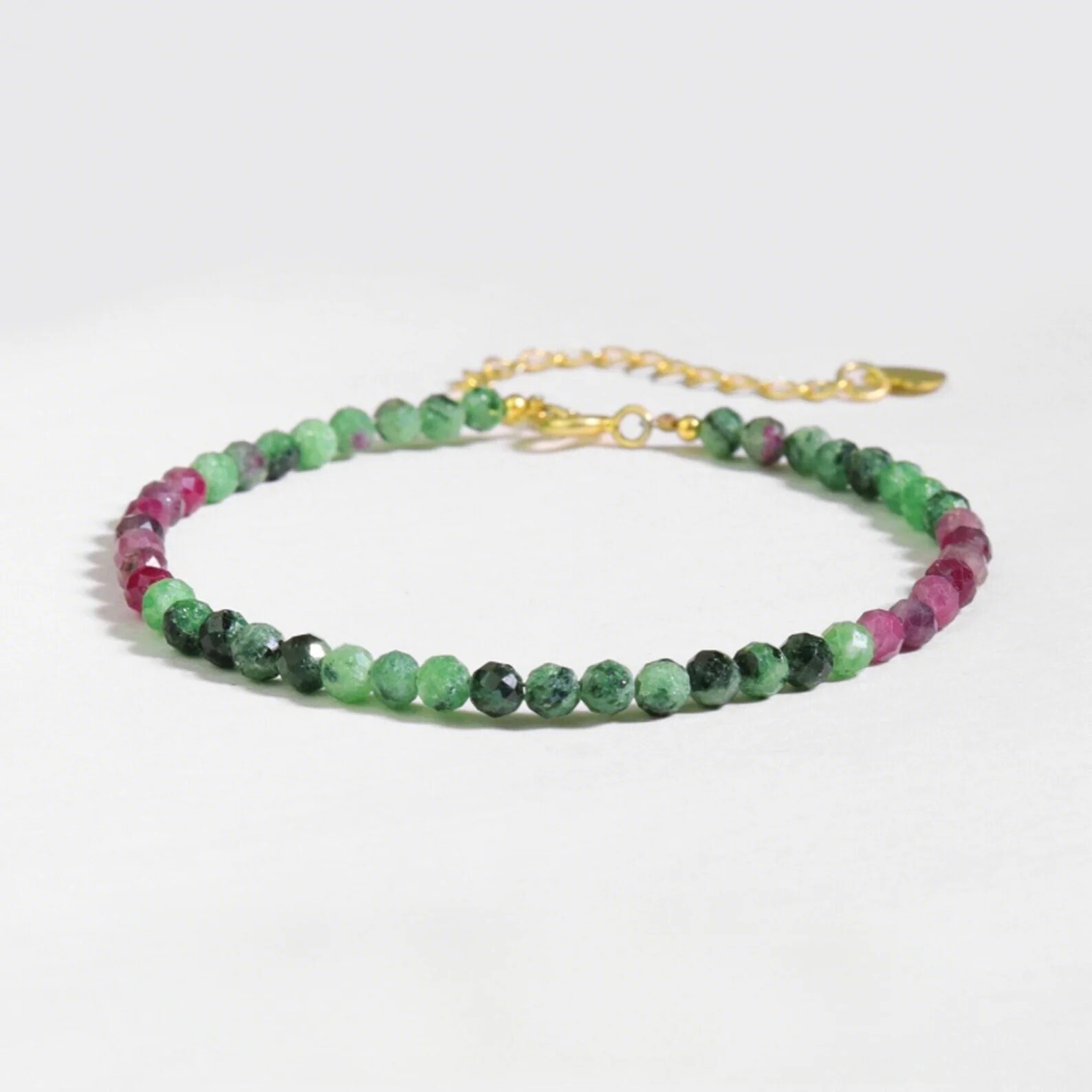3MM Ruby Zoisite Beads Healing Dainty Simple Women Sterling Silver Bracelet Gift