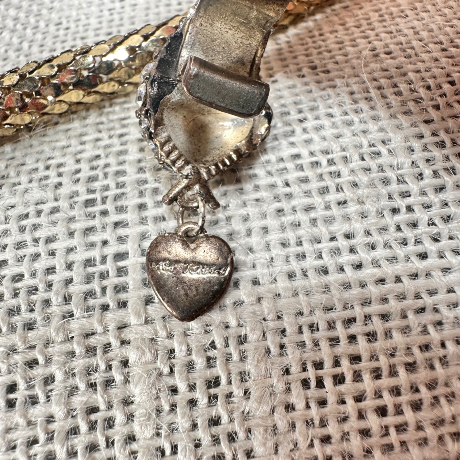 Betsey Johnson Crystal Snake Wrap Necklace Gold Tone 35″ Statement Heart