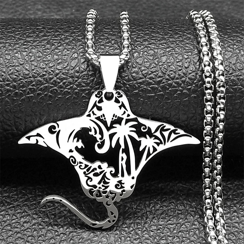 Cute Fish Pendant Necklace For Women Men Stainless Stee