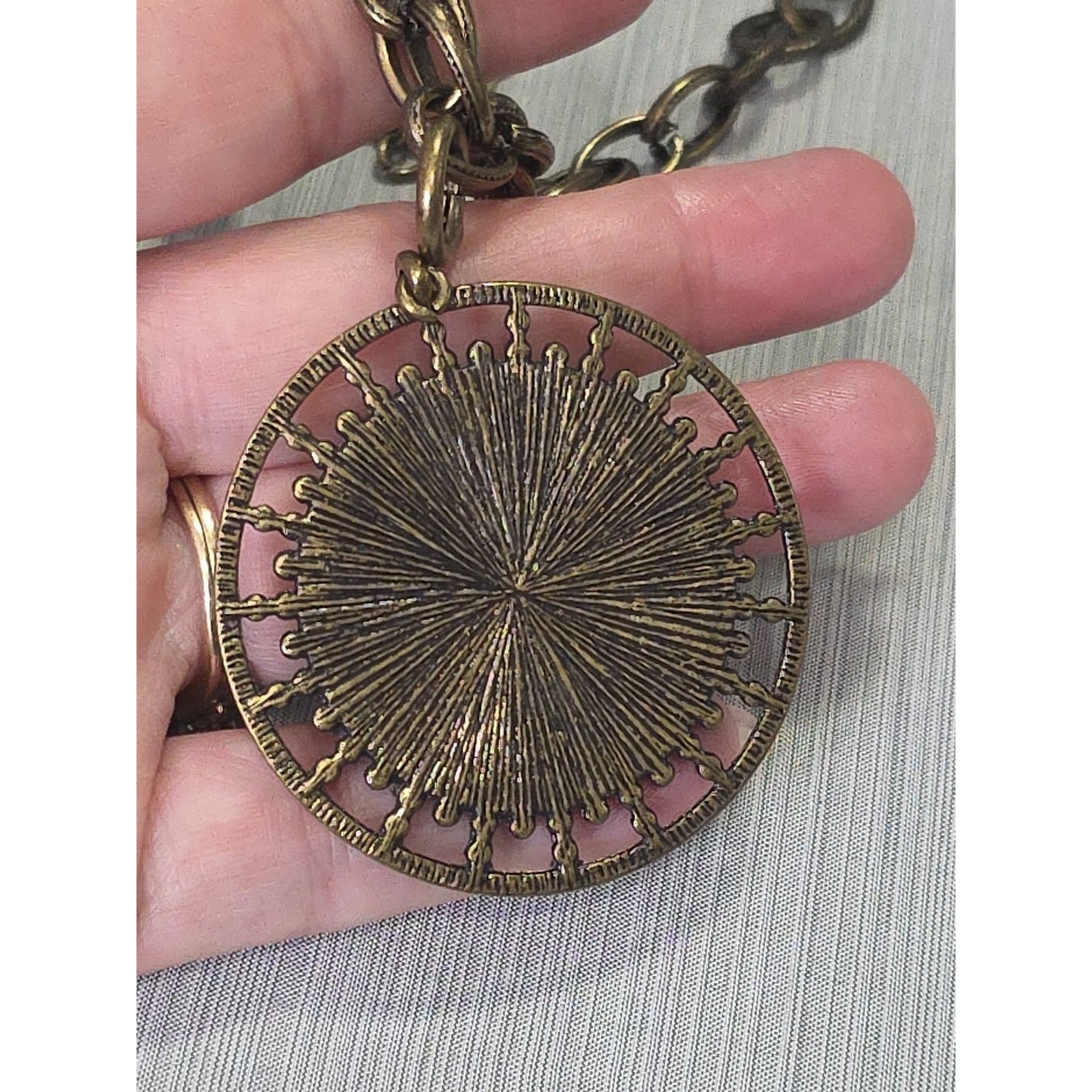 Vintage Premier Designs Chain Necklace Removable Blue Lucite Cabochon Pendant