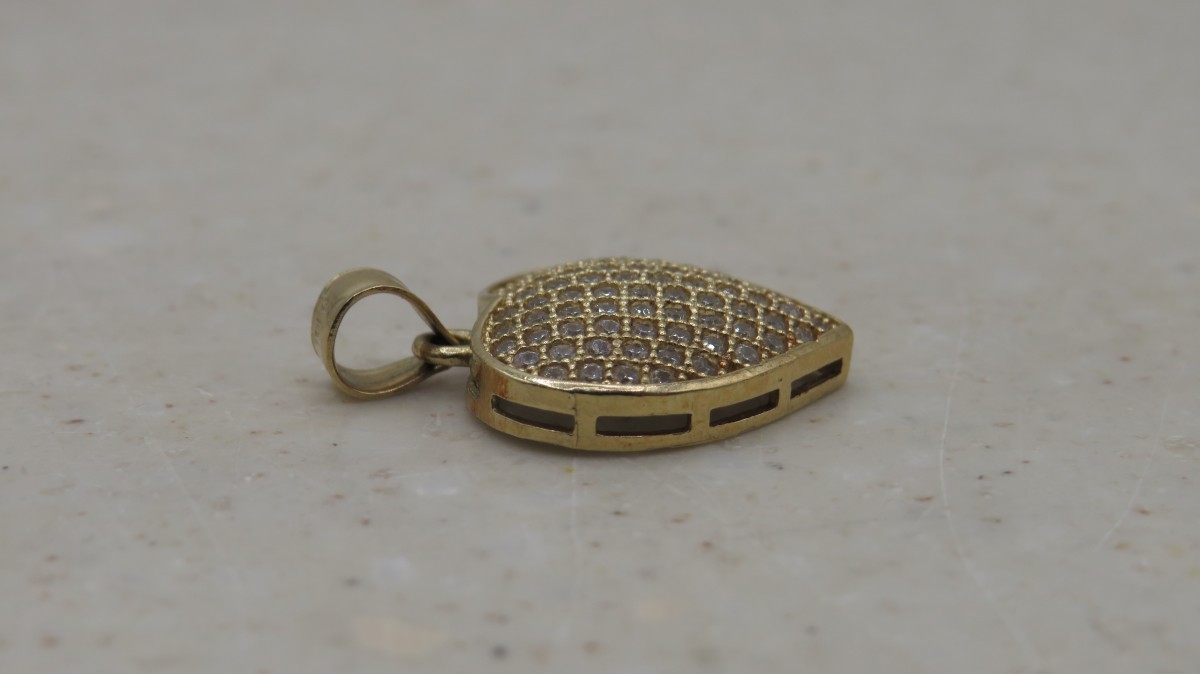 10K Lady’s Love Heart Pendant Yellow Gold CZ 2.6g, 4mm Bail (TDY032250)
