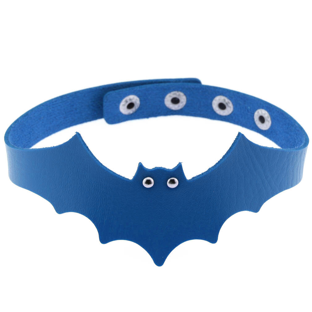 Gothic Bat Pattern PU Leather Choker Collar Necklace Halloween Cosplay Party