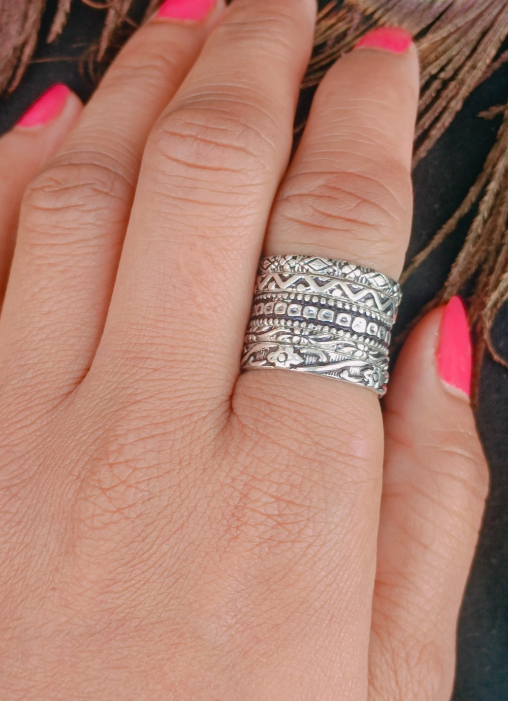 Stacking rings Silver band rings Stackable 925 Sterling Silver 5 Rings Set B372
