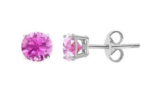 1 Ct Pink Simulated Diamond Women’s Stud Earrings Solid Silver 14k Gold Plated