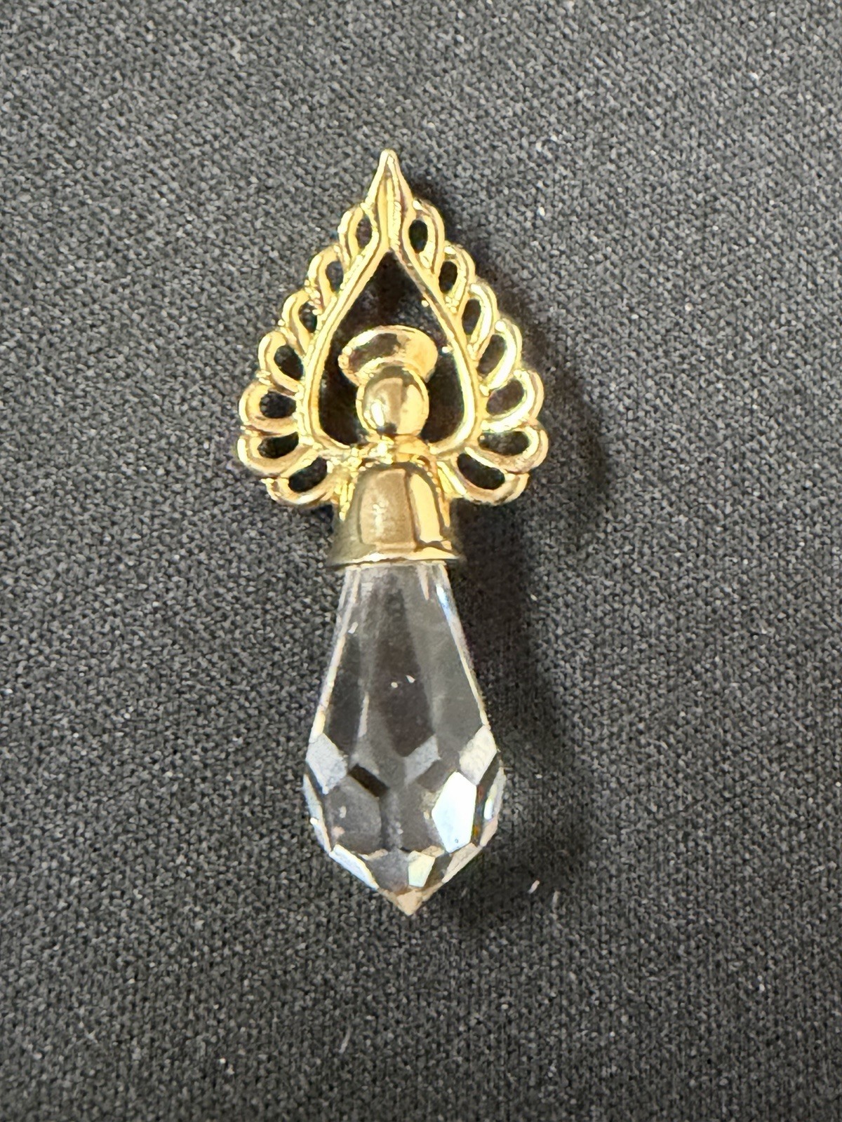 Lenox 925 Sterling Silver Gold Vermeil Clear Crystal Teardrop Pendant ONLY