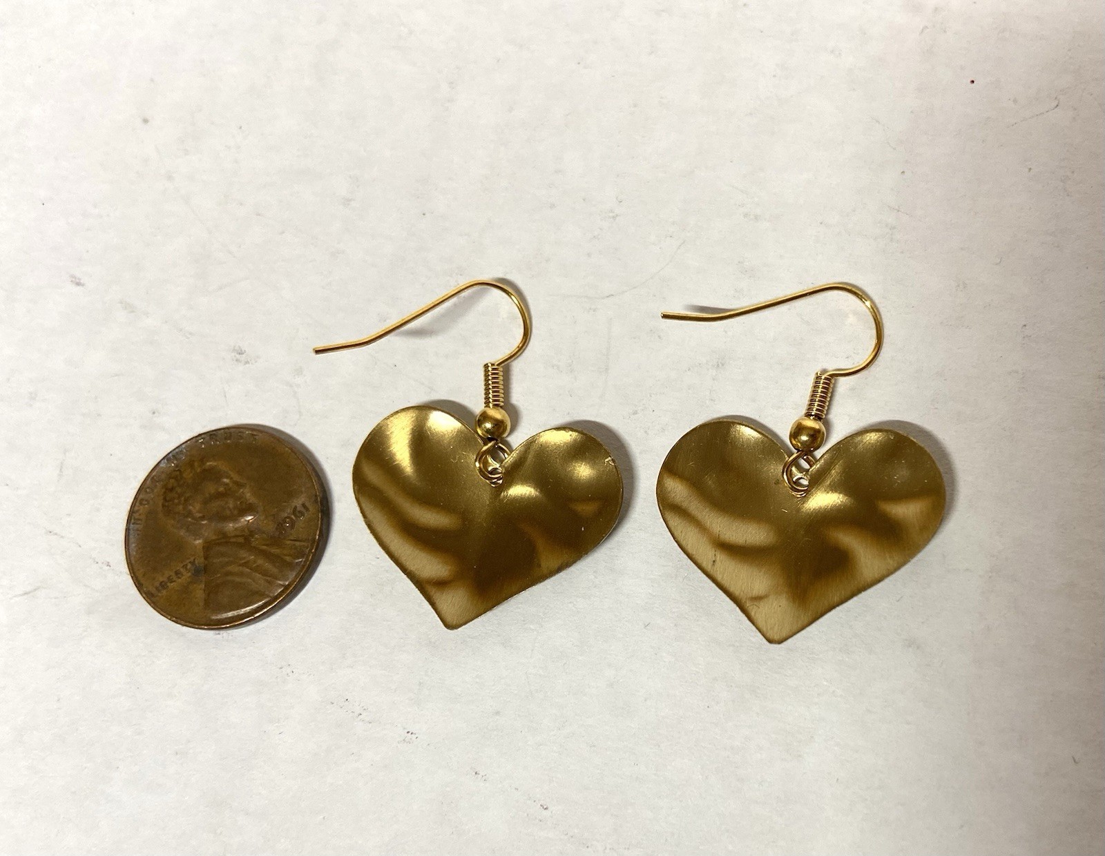 ANTIQUE FINISH Brass Dangle Earrings-Textured Heart shape Design