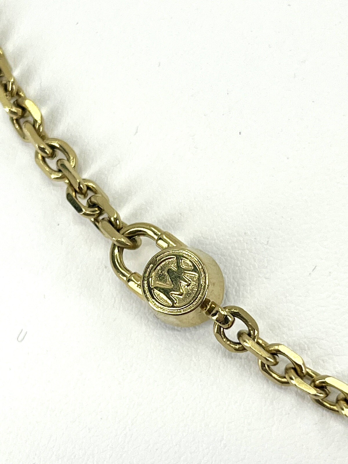 Michael Kors Gold Tone Toggle Chain 36” Necklace Purple Crystal Station $150