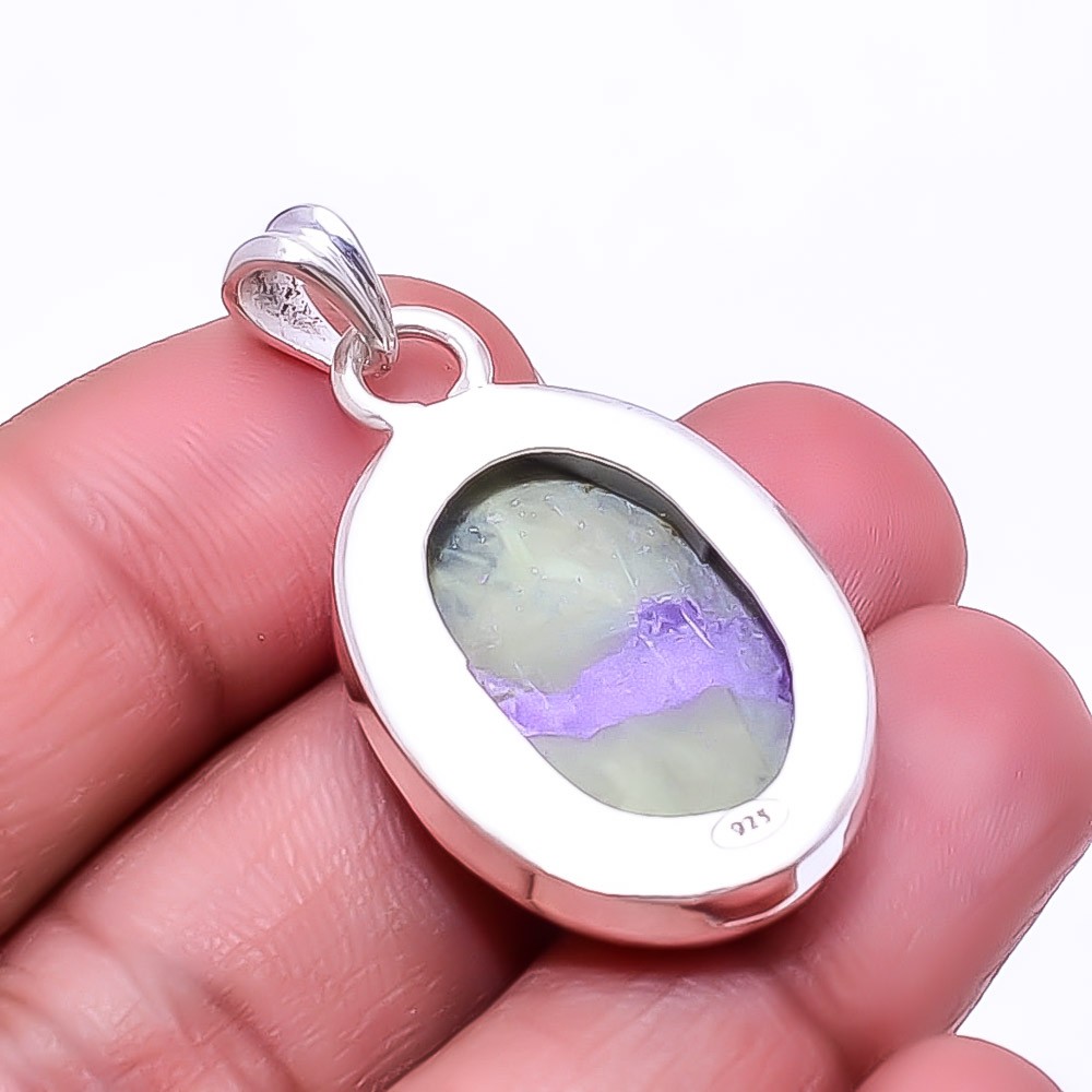 Variscite In Purpurite -Faires Tin Mine 925 Sterling Silver Pendant 1.48″ P29