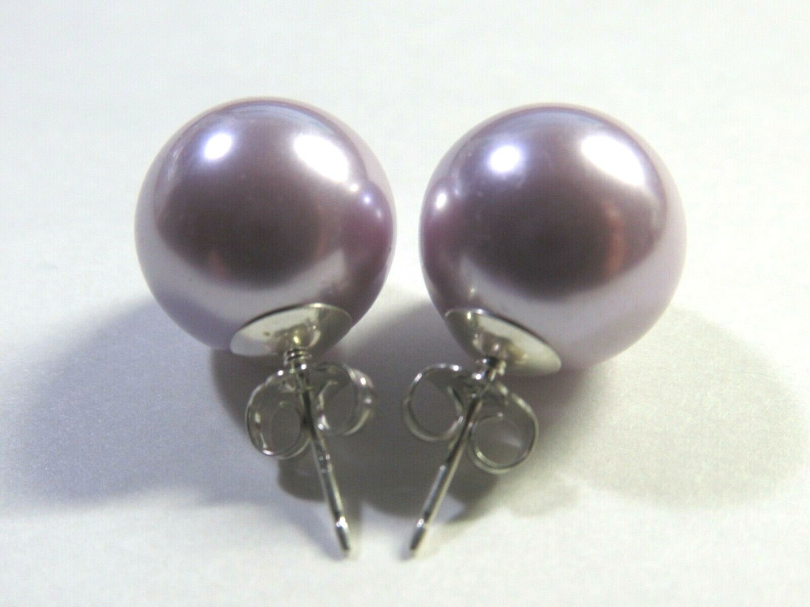 6mm 8mm 10mm 12mm 14mm LAVENDER Shell Pearl Stud Earrings Sterling Silver Posts
