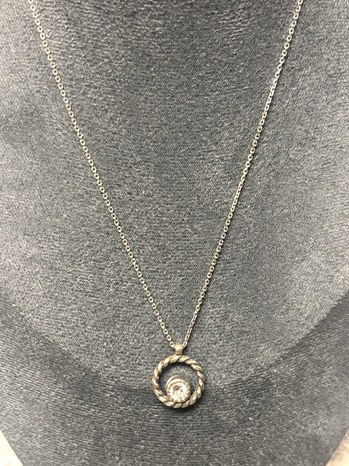 Signed Brighton Reversable Interlok Eternity Circle Pendant Silver Necklace