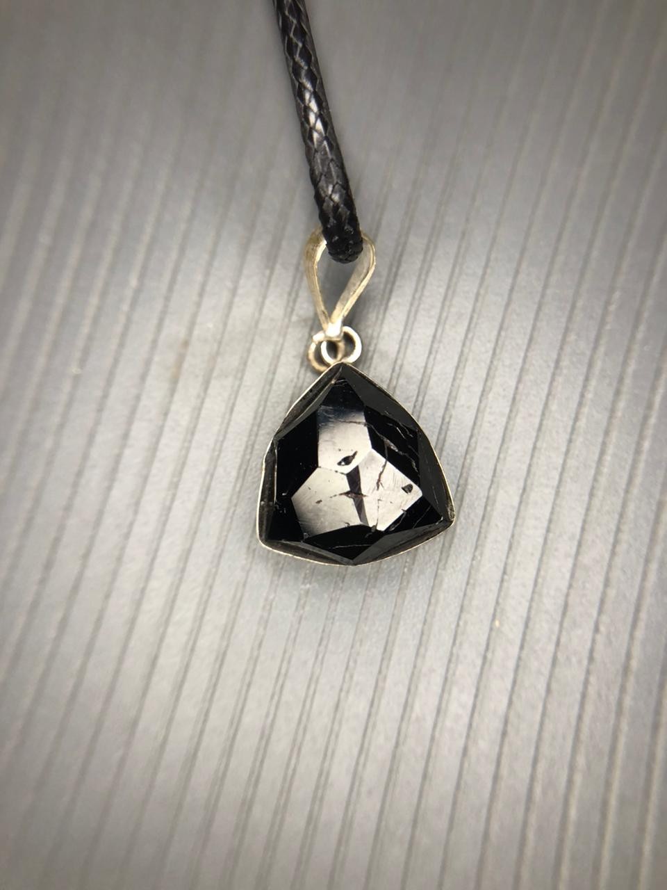 Natural Black Tourmaline Rose Cut Pendant Handmade Gemstone from Afghanistan