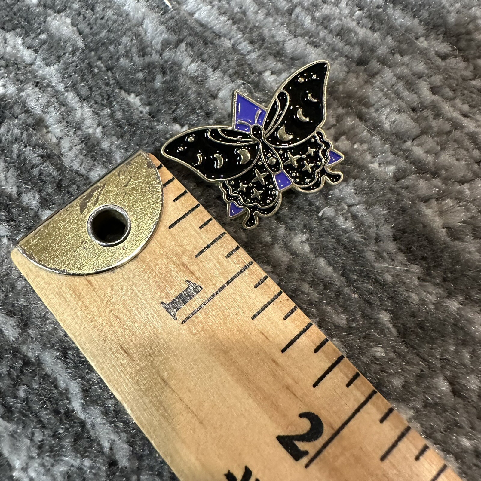 Enamel Pin Moth Black Purple Triangle Moon Backpack Pins Flying Butterfly New