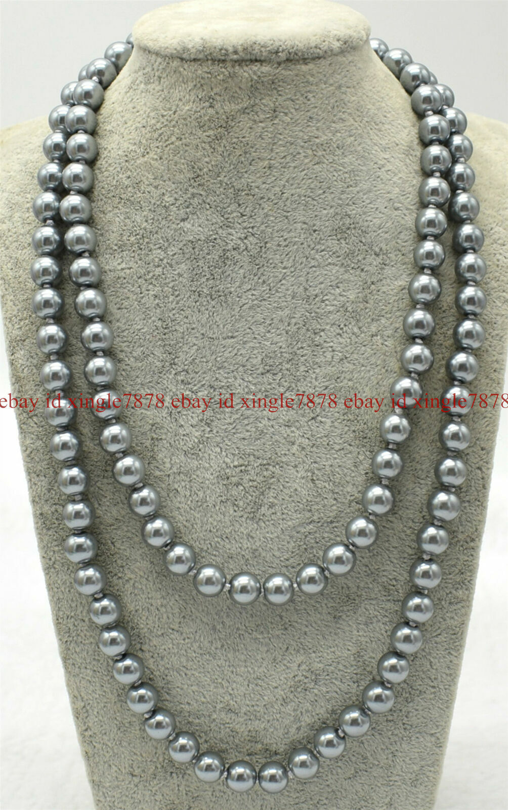 Natural 8/10/12mm Silver Gray South Sea Shell Pearl Round Beads Necklace 18-50″