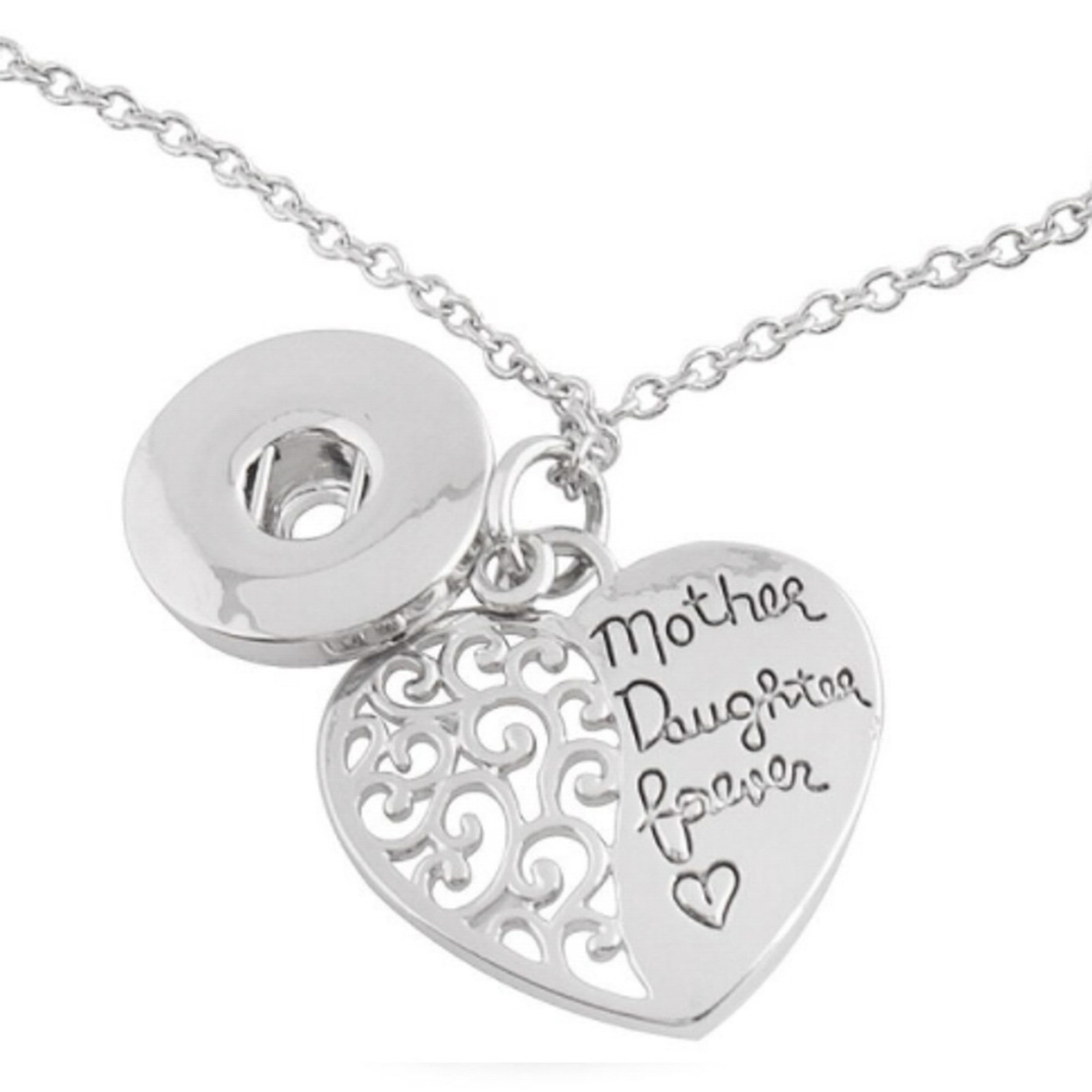 Mother Daughter 24 in. Snap Jewelry Ginger Charm Necklace Fits 18MM 20MM Buttons