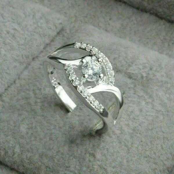 2.50 Ct Round Simulated Diamond 14k White Gold Plated Unique Engagement Ring