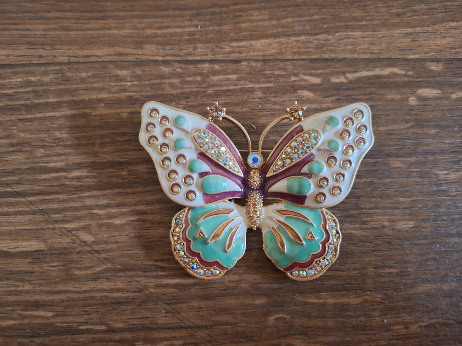 Avon Signed KJL Kenneth Jay Lane Pastel Enamel Crystal Butterfly Pin Brooch!!