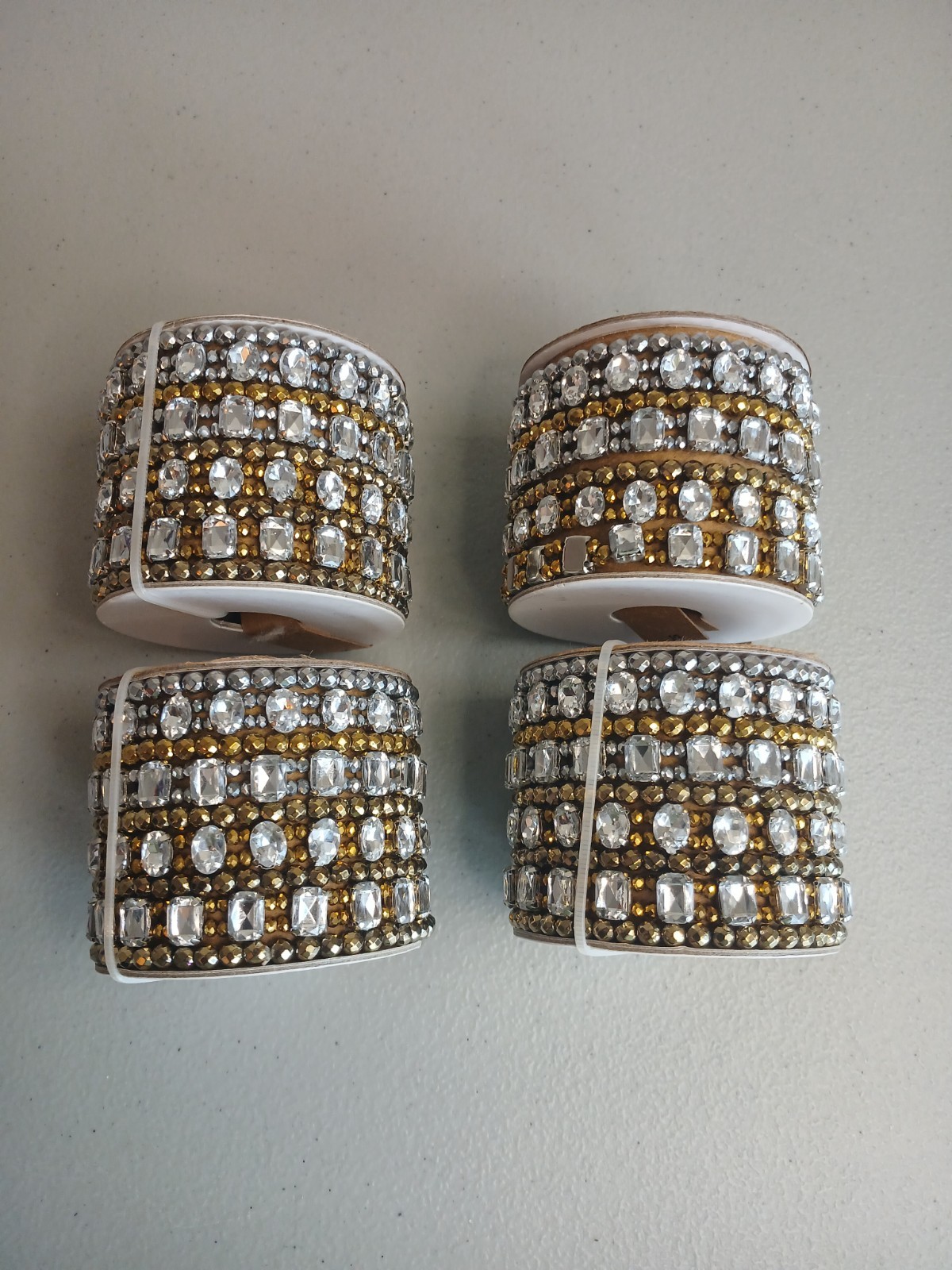 New! Iron Orchid Studio Gold & Silver Rhinestone 9 Count Bracelet Rolls Lot Of 4