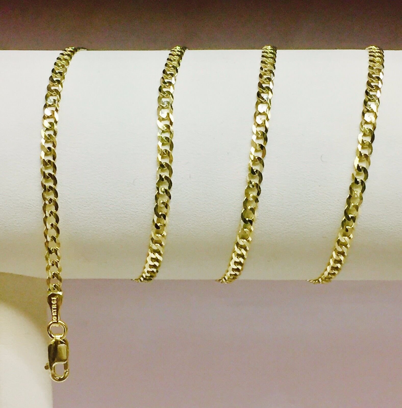 10k Solid Yellow Gold Concave Cuban Curb Link Chain Necklace 20″ 2.8mm 3.8 grms