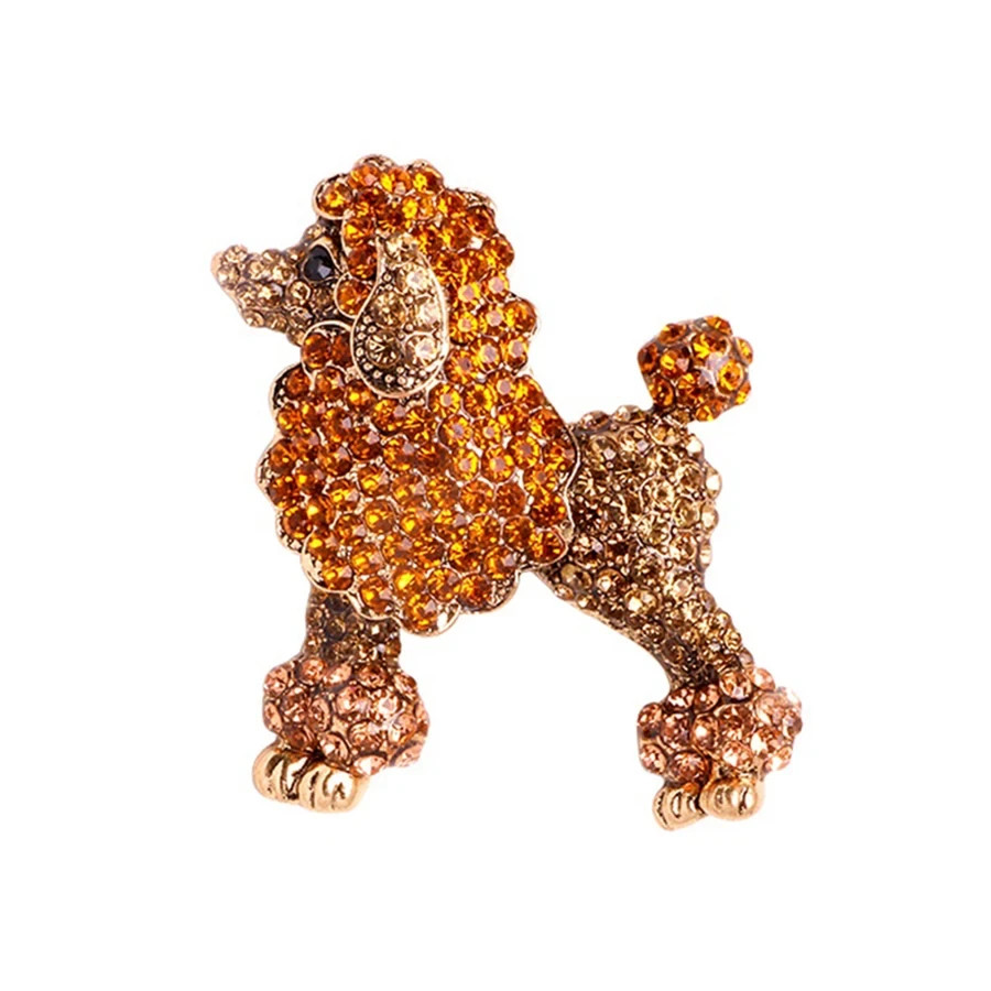 Rhinestone Poodle Dog Brooch Pin Sparkling Animal Lapel Pin Gift for Women