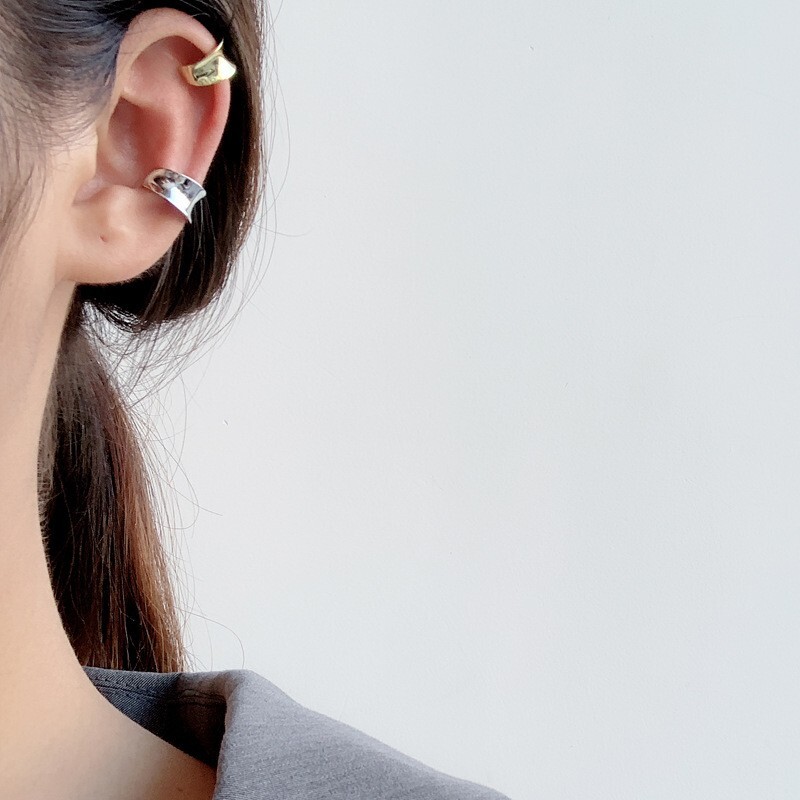 PAIR Concave Curved Small Sterling Silver Earring Ear Cuff Non Piercing Chic