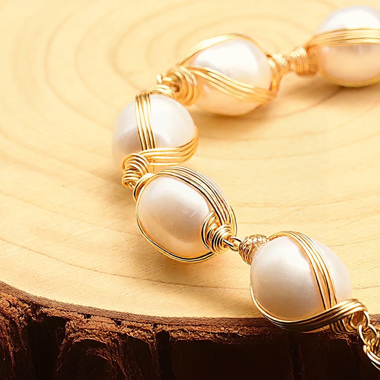 18K Gold Plated Freshwater Pearl Turquoise Bracelet Women’s Adjustable Gift