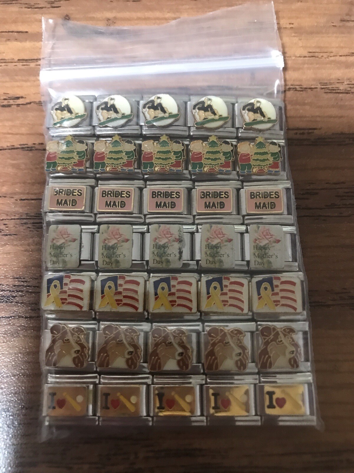 Italian charms mixed wholesale lot 35 pieces enamel Laser links 9mm K0034