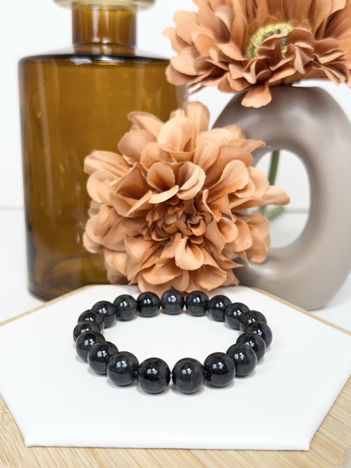 Wuji Jadeite Black Grey Bead Bracelet 10.3MM