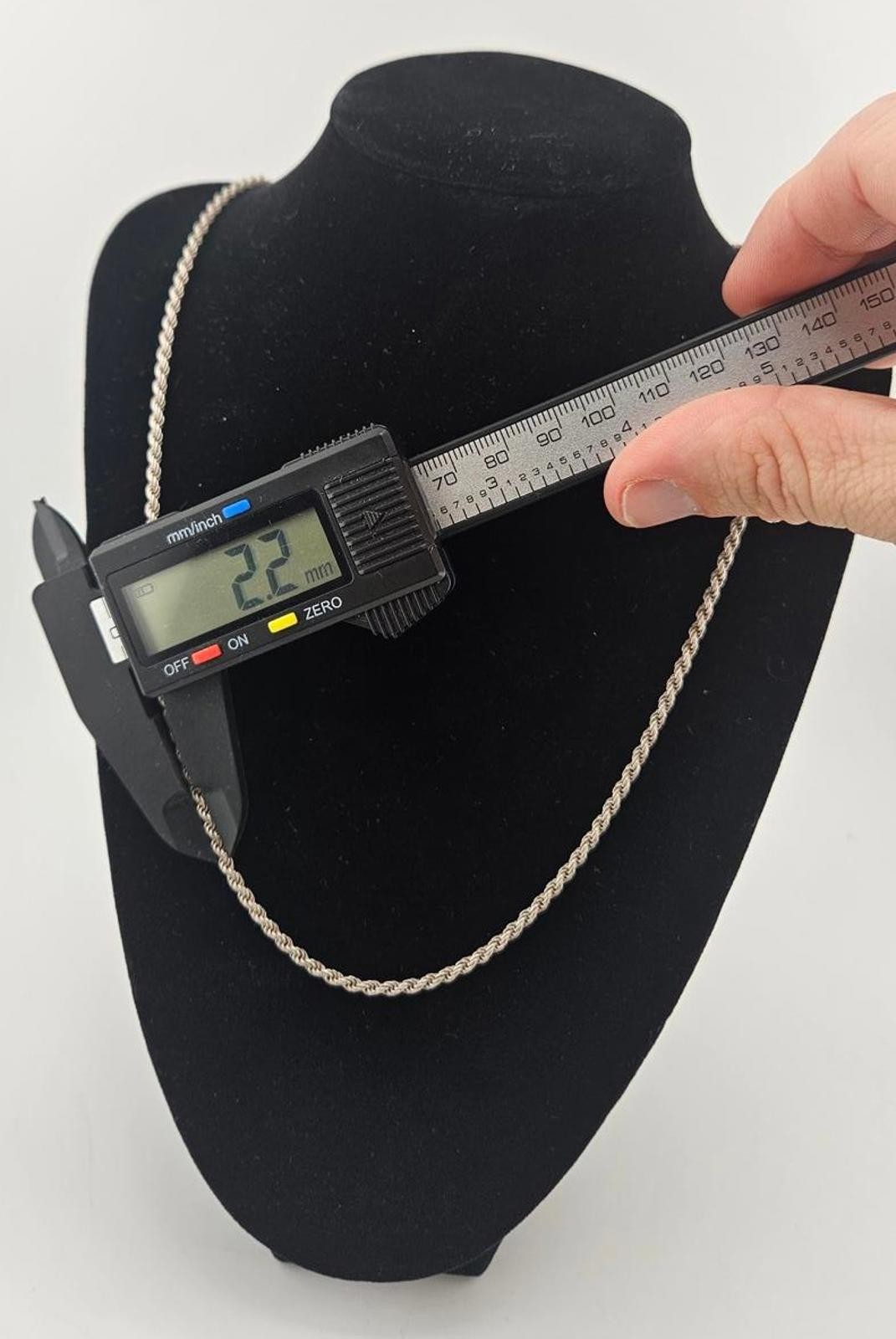 24in Sterling Silver 2.2mm Rope Necklace Chain